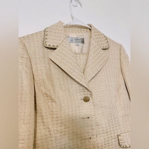 Professional Tahari Arthur S. Lavine Gold and Cream Suit and Skirt Set/Blazer